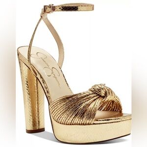 Jessica Simpson Metallic Gold Platform Heels